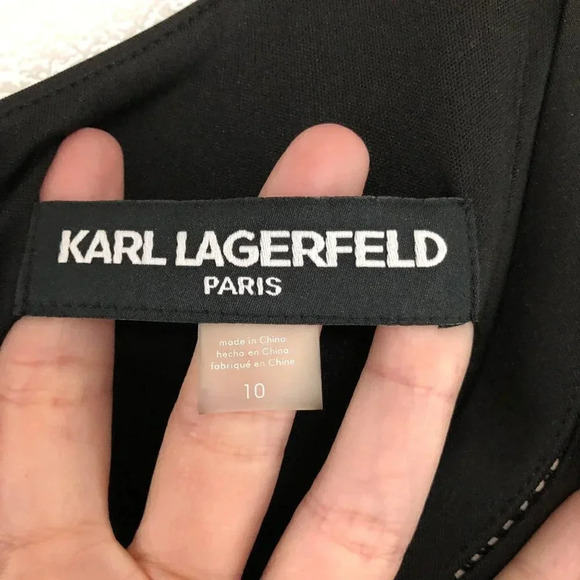 Karl Lagerfeld Black Sleeveless Bodycon Fitted Cocktail Dress Size 10 - Picture 5 of 6